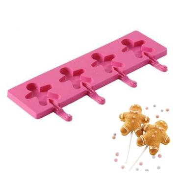 Imagem de Molde Pirulito Silicone 4 Cavidades Natal Ginger Silikomart