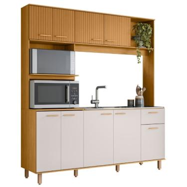 Imagem de Kit Armário Cozinha Liz 9 Portas Freijó Off White Poliman