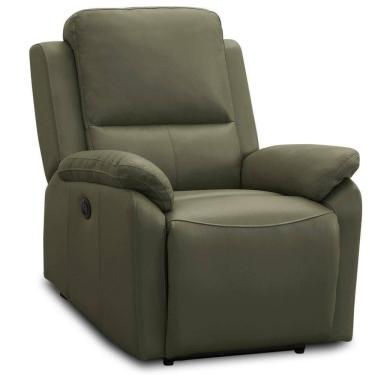 Imagem de Poltrona Do Papai Retrátil Reclinável Elétrica Aniche L06 Couro Verde Musgo - Lyam Decor