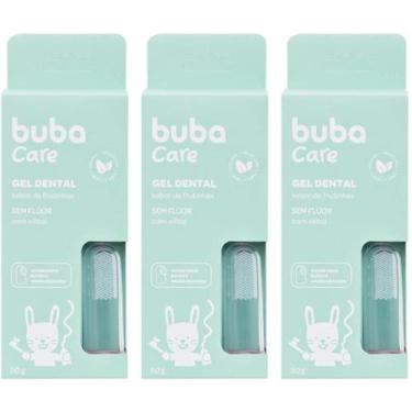 Imagem de Kit c/ 3un gel dental buba care sem flúor acompanha escova massageador