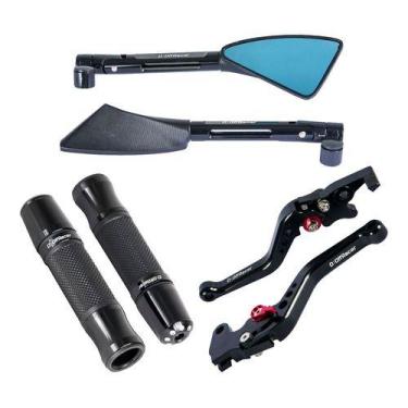 Imagem de Kit Manopla Jupiter Retrovisor Esportivo Manete Pop 100 110 - Off Race