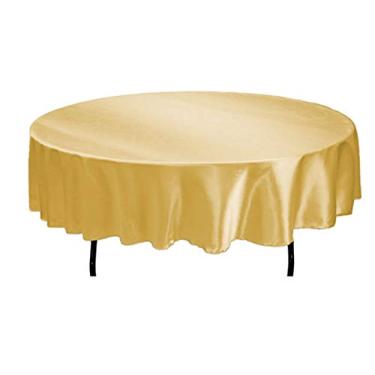 Imagem de TEKTRUM Toalha de mesa redonda de cetim sedoso de 177 cm - tecido premium (ouro)