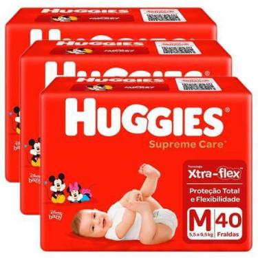 Imagem de KIT 3 FRALDAS HUGGIES SUPREME CARE MEGA M - 40 un