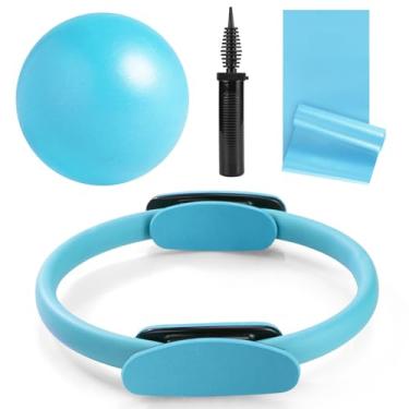 Imagem de Tsikavo Anel de Pilates, Anel de Pilates Círculo e Conjunto de Bola, Anel de Pilates Círculo Mágico de 30,5 cm, Pequena Bola de Exercício, Conjunto de Faixas de Resistência, Equipamento de Pilates