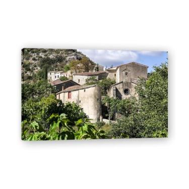 Imagem de Lush Greenery Mountain Cottage Serenity – Arte de parede vida no campo, impressão em tela aconchegante e gratuita para casa 20 x 32 cm emoldurada