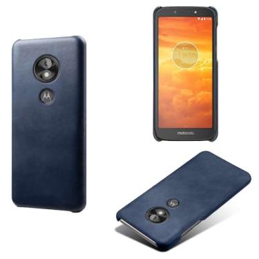 Imagem de Capa para MOTO G6 Play,Proteção contra quedas,Casca de volta de cor sólida simples,Design de couro de imitação de plástico-Blue