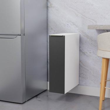 Imagem de Balcão Suspenso Porta Tempero 20cm sem Tampo Ipanema Cabecasa Madeiramadeira Grafite Trama/Branco