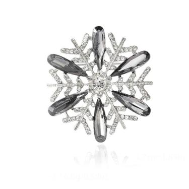 Imagem de Alfinetes delicados de strass floco de neve para mulheres homens CZ cristal flores de inverno alfinetes de lapela roupas elegantes saia vestido corpete distintivo família Natal casamento aniversário