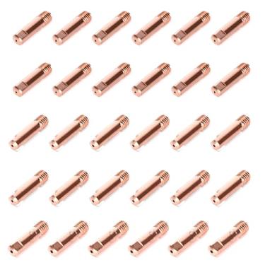 Imagem de Ruimou 30 peças de substituição de pontas de contato do bocal da tocha de soldagem (0,8 mm 1,0 mm 1,2 mm) adequado para tocha de soldagem MIG/MAG MB15 AK15