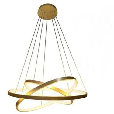 Imagem de Luminaria Lustre 3 Aneis Led 3 Em 1 Perfil Luxo Ajustavel Residencial 