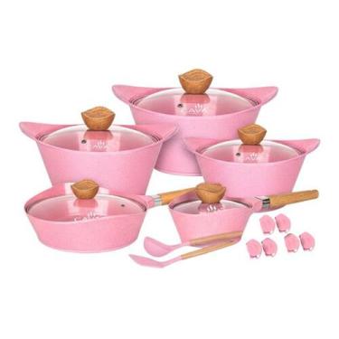 Imagem de Jogo de Panelas Cerâmicas Indução Spanish Cava 7pçs, Rosa
