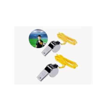 Imagem de Apito De Metal Com Cordão Profissional Árbitro Juiz Jogo Bolinha Educa