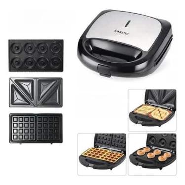 Imagem de Sanduicheira 3 Em 1 Donut - Waffle - Misto 750W 110V - Sokany