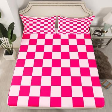 Imagem de Feelyou Jogo de lençol casal, geométrico, chique, geométrico, elegante, decoração de quarto de crianças, meninos, meninas, para adolescentes, mulheres, boêmio, moderno, fofo, decoração de quarto