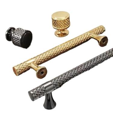 Imagem de Cômoda puxadores de armário guarda-roupa preto brilhante ouro acessórios de cozinha armário porta armário gaveta puxadores móveis 2 peças (ouro brilhante 192 mm)