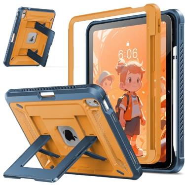 Imagem de INFILAND Capa infantil para iPad A16 11ª geração de 11 polegadas (2025), iPad 10ª geração de 10,9 polegadas (2022), capa protetora resistente à prova de choque com suporte (âmbar marinho)