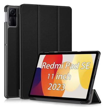 Imagem de USTIYA Capa para Xiaomi Redmi Pad Se 11 polegadas Couro Protector, Feita de PC + PU, com Função de Acordar/Aativar (Preta)