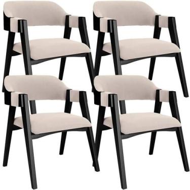 Imagem de Kit 4 Cadeiras Sala De Jantar Estar Living Estofada Suran L02 Preto Su