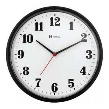 Imagem de 2X Relógio Parede Herweg 6126 034 Analogico 26Cm Preto