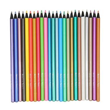 Imagem de TOPINCN Lápis de Cor Metálicos de 24 Unidades, Lápis de Desenho de 24 Cores Lápis de Cor de Madeira para Adultos Livro de Colorir Desenho de Arte, Lápis de Colorir Pré-afiados Materiais