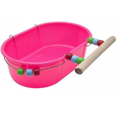 Imagem de Banheira Oval Decorada Para Passáros Calopsita Periquitos Agapornis(ROSA)