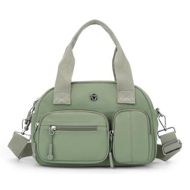 Imagem de Wytidian Bolsa de ombro de nylon para mulheres, espaçosa com vários bolsos, bolsa tiracolo casual feminina para viagens, trabalho diário, B - verde, Bolsas transversais com vários bolsos