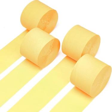 Imagem de PartyWoo Serpentinas De Papel Crepom 4 Rolos 328 Pés, Pacote De Papel Crepom Amarelo Para Decorações De Festa, Decorações De Casamento, Decorações De Aniversário, Decorações De Chá De Bebê (1,8 Pol.