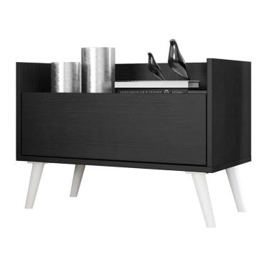 Imagem de Mesa De Cabeceira 80Cm Retrô Multimóveis V4000 Preta/Branca Preto/Branco