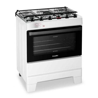 Imagem de Fogão A Gás 5 Bocas Automático Ideal Top Branco Mesa Inox T5IAB Esmaltec Bivolt