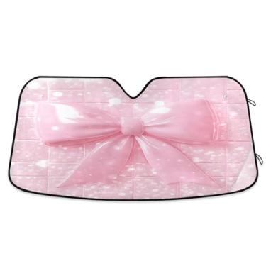 Imagem de ATTX Protetor solar universal para para-brisas de carro rosa 144,8 cm x 80 cm com proteção UV, persiana frontal automática dobrável para caminhões Sedans SUVs #81