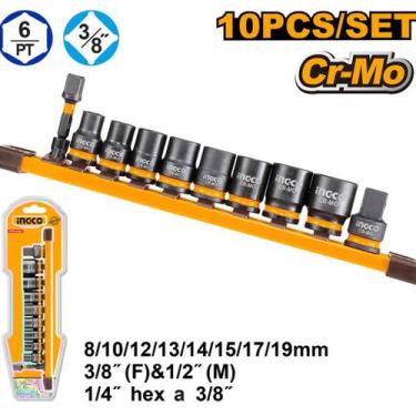 Imagem de Jogo de Soquetes de Impacto Encaixe 3/8Pol com 10 Peças NGCO - INGCO