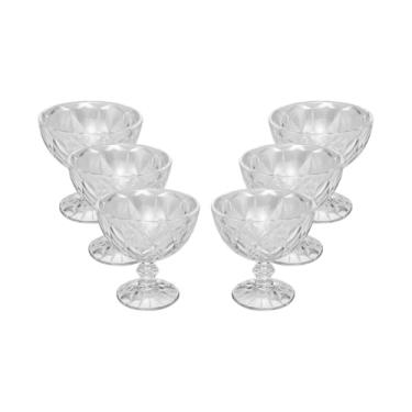 Imagem de Conjunto 6 Taças De Vidro Sobremesa 250ml Sorvete Pudim Bolo Linha Diamante Decoração Serve Visita