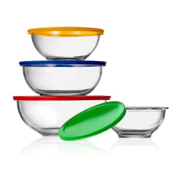 Imagem de Conjunto 4 Tigelas de Vidro Borosilicato Life com Tampa PE Hermética para Mistura e Armazenamento, Freezer, Forno, Micro-ondas