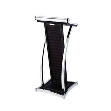 Imagem de Pódio Curvo Laterais de Aço Púlpito de Igreja, Pódio de Apresentação Portátil, Púlpitos e Pódios com Superfície de Leitura Inclinada, Suporte de Pódio Elegante para Conferências, Casamentos