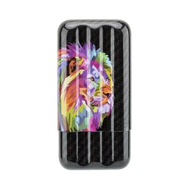 Imagem de Caixa de charutos, umidificadores de fibra de carbono com 3 tubos leve para armazenamento de charutos para viagem para até 55 charutos de calibre de anel E