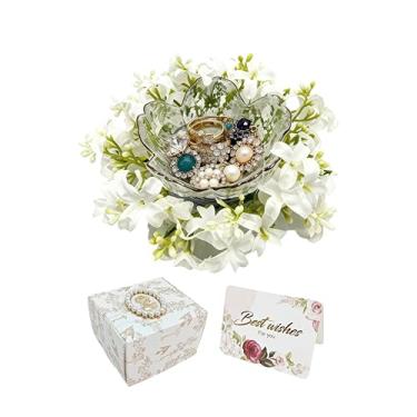Imagem de Pinsjar Mini anel de flor, bandeja de armazenamento de joias, suporte de anel para penteadeira, mesa de cabeceira, decoração de banheiro de quarto, lindo presente de aniversário de Natal para mulheres