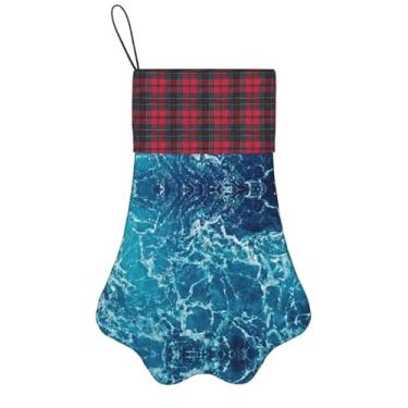 Imagem de SKKNT Meias de Natal com estampa de tema tropical oceano, praia, animais de estimação, decoração de Natal, cães, gatos, árvores, doces, presente, conveniente