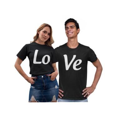 Imagem de Kit Love Com 2 Camisas Camisetas Dia Dos Namorados Casal Preta - Del F