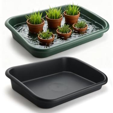Imagem de RooTrimmer Bandeja multifuncional de replantio de plantas – preto e verde, ferramenta de jardinagem de grande capacidade PP resistente para mudas, movimentação de vasos, mistura de solo, cultivo