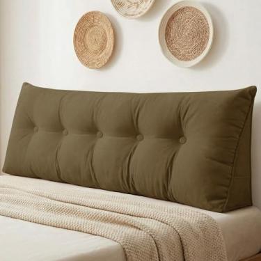 Imagem de DANGHOOGY Travesseiro de cabeceira queen triangular grande para leitura e descanso, almofada de suporte de posicionamento do encosto com capa removível (marrom)