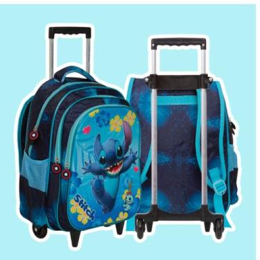 Imagem de Mochila Infantil Stitch Rodinha Reforçada Passeio Creche - Plike