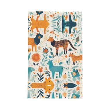 Imagem de XLLingL Linda estampa floral animal 1 toalha de cozinha waffle, panos de prato de microfibra, para decoração e limpeza de cozinha - 1 peça