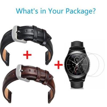 Imagem de Kit Pulseira Gear S3 Frontier S3 Classic Couro Genuíno Marrom e Preto 