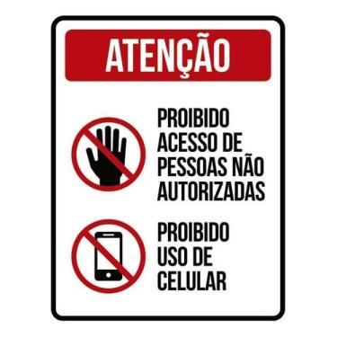 Imagem de Kit 5 Placa Acm Acesso Autorizado Celular 18X23 - Sinalizo