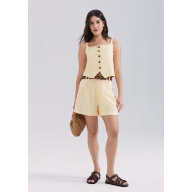 Imagem de Shorts Feminino Em Alfaiataria Com Linho Hering-Feminino