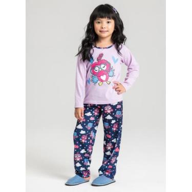 Imagem de Pijama Longo Infantil Menina Lilás Corujas de Óculos - Molekada, 3