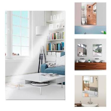 Imagem de Espelho adesivo 60cm acrilico flexivel autocolante parede placa retang