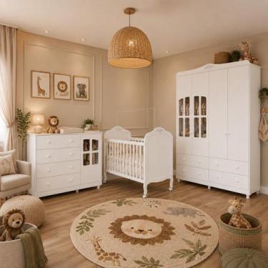 Imagem de Kit Berço Cômoda e Guarda Roupa Peroba Elô Quarto Infantil