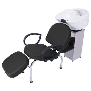 Imagem de Lavatório Salão Beleza Cabeleireiro Louça Inox Roma Preto