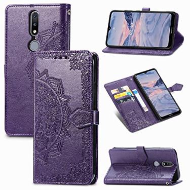 Imagem de YUNCHAO Caixa de telefone Para Nokia 2.4 Mandala Flor Horizontal Flip Leather Case com suporte/cartolina/carteira/cordão capa para celular